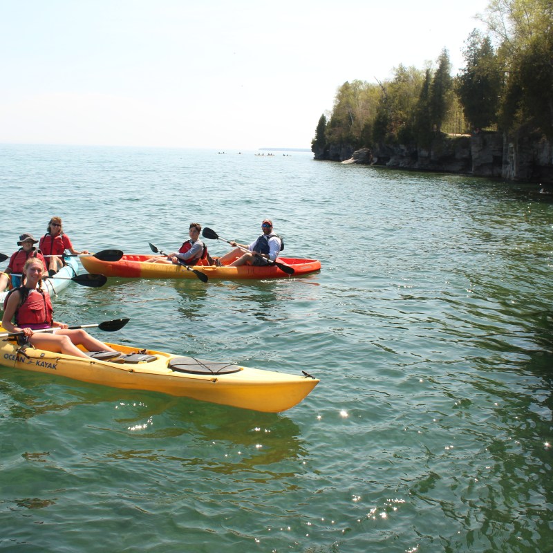 Kayakers on Lake Michigan in Door County, Wisconsin